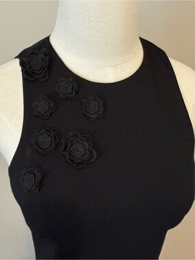 CeCe Black Sleeveless LBD with Floral Appliques NWT